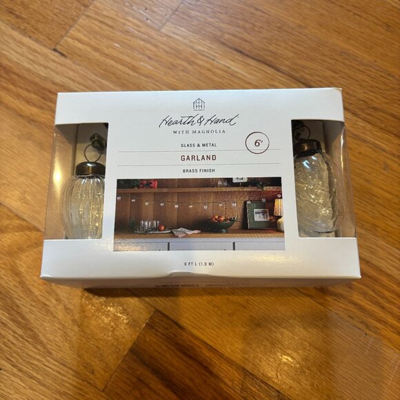 Hearth & Hand Magnolia Glass & Metal Garland Brass Finish – 6 ft Holiday Décor - Picture 2 of 3